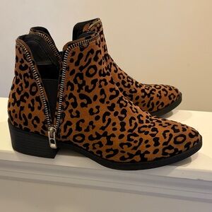 Call It Spring Leopard Print Ankle Booties in Brown and Black